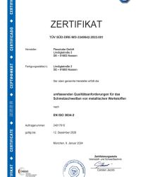 Zertifikat ISO 3834-2